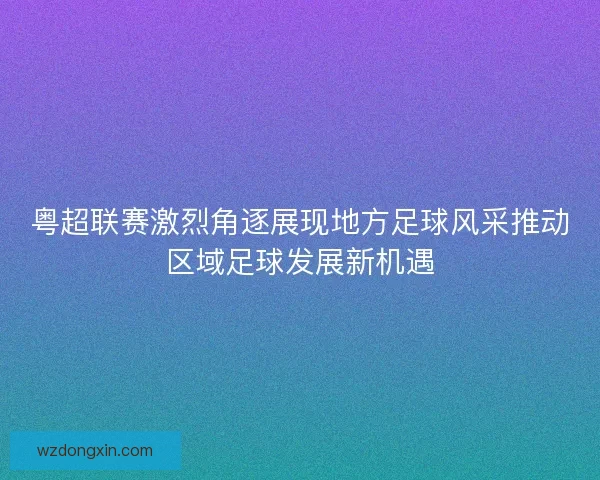 粤超联赛激烈角逐展现地方足球风采推动区域足球发展新机遇